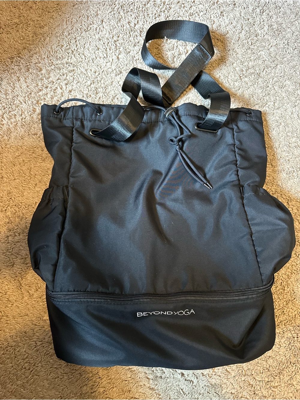 Beyond Yoga Black Drawstring Tote with Padded Base